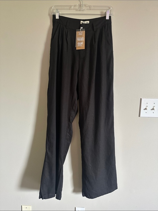 Malibu Bum Pants - Black linen like Wide-Leg Dress Pants